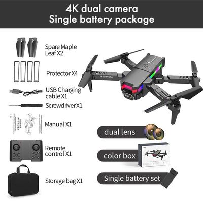 F190 Mini drone - Dazzling Light and 4K Dual Camera (blue 4K dual camera)