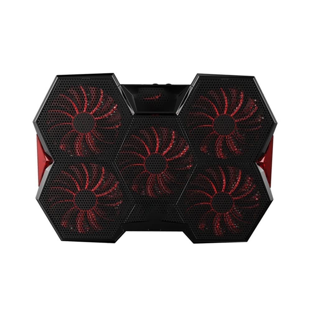 QIYUDS Laptop Cooling Pad 5 Fans Up to 17 Inch Heavy Notebook Cooler, RED LED Lights, 2 USB Ports,5fans
