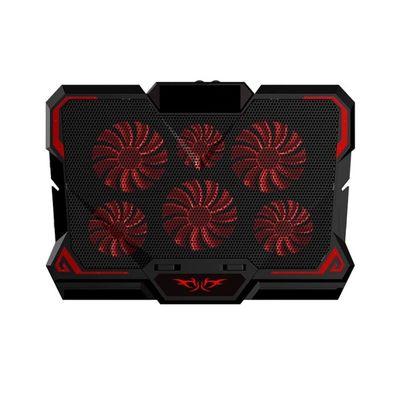 QIYUDS Laptop Cooling Pad, 6 Fans Up to 17 Inch Heavy Notebook Cooler, Blue and red LED Lights, 2 USB Ports