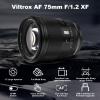 VILTROX 75mm f1.2 F/1.2 Fuji X Mount PRO APS-C Prime Lens Autofocus Large Aperture Lens for Fujifuilm X Mount Cameras X-T5 X-H2S X-S10 X-T30II X-T20 X-T10 X-T4/-T3/-T2/-PRO3/-M1/-H1/-E4 Black view 4