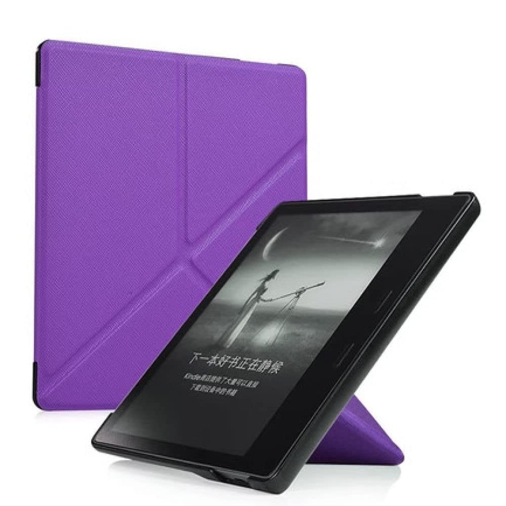 Case for Kindle Oasis (10th Generation, 2019 Release and 9th Generation, 2017 Release) - Slim Cross Stripe Fold Stand Cover with Auto Wake/Sleep,Purple
