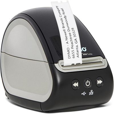DYMO LabelWriter 550 Turbo Direct Thermal Label Printer, Black - USB and LAN Connectivity - Print up to 90 Labels Per Minute, 300 dpi, Auto Label Recognition, Monochrome Label Maker - BROAG (Renewed)
