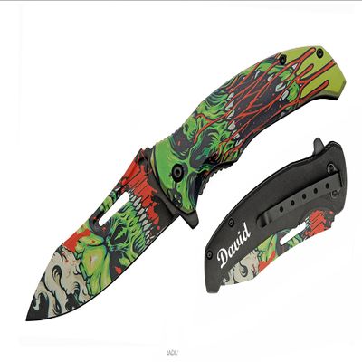 GIFTS INFINITY Pocket Folding Knife - Groomsmen Wedding Party Monogrammed (RADIUM SKULL)