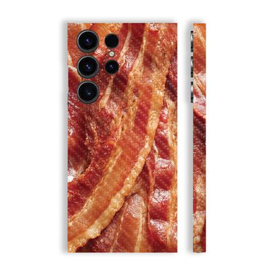 MightySkins Carbon Fiber Skin Compatible with Samsung Galaxy S23 Ultra Full Wrap - Crispy Bacon | Protective, Durable Textured Carbon Fiber Finish | Easy to Apply & Change Styles | Made in The USA