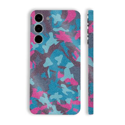 MightySkins Glossy Glitter Skin Compatible with Samsung Galaxy S23 Plus Full Wrap - Cool Blue Pink Camo | Protective, Durable High-Gloss Glitter Finish | Easy to Apply | Made in The USA