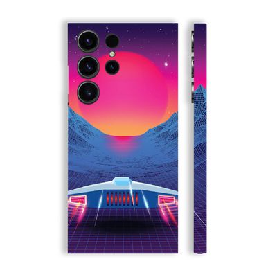 MightySkins Skin Compatible with Samsung Galaxy S23 Ultra Full Wrap - Synthwave Drive | Protective, Durable, and Unique Vinyl Decal wrap Cover | Easy to Apply & Change Styles | Made in The USA