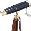 Binoculars for Adults with Wooden Tripod Stand Floor Standing Admirals Solid Brass Black Leather Binocular, Fully Functional Nautical Home Decor view 2
