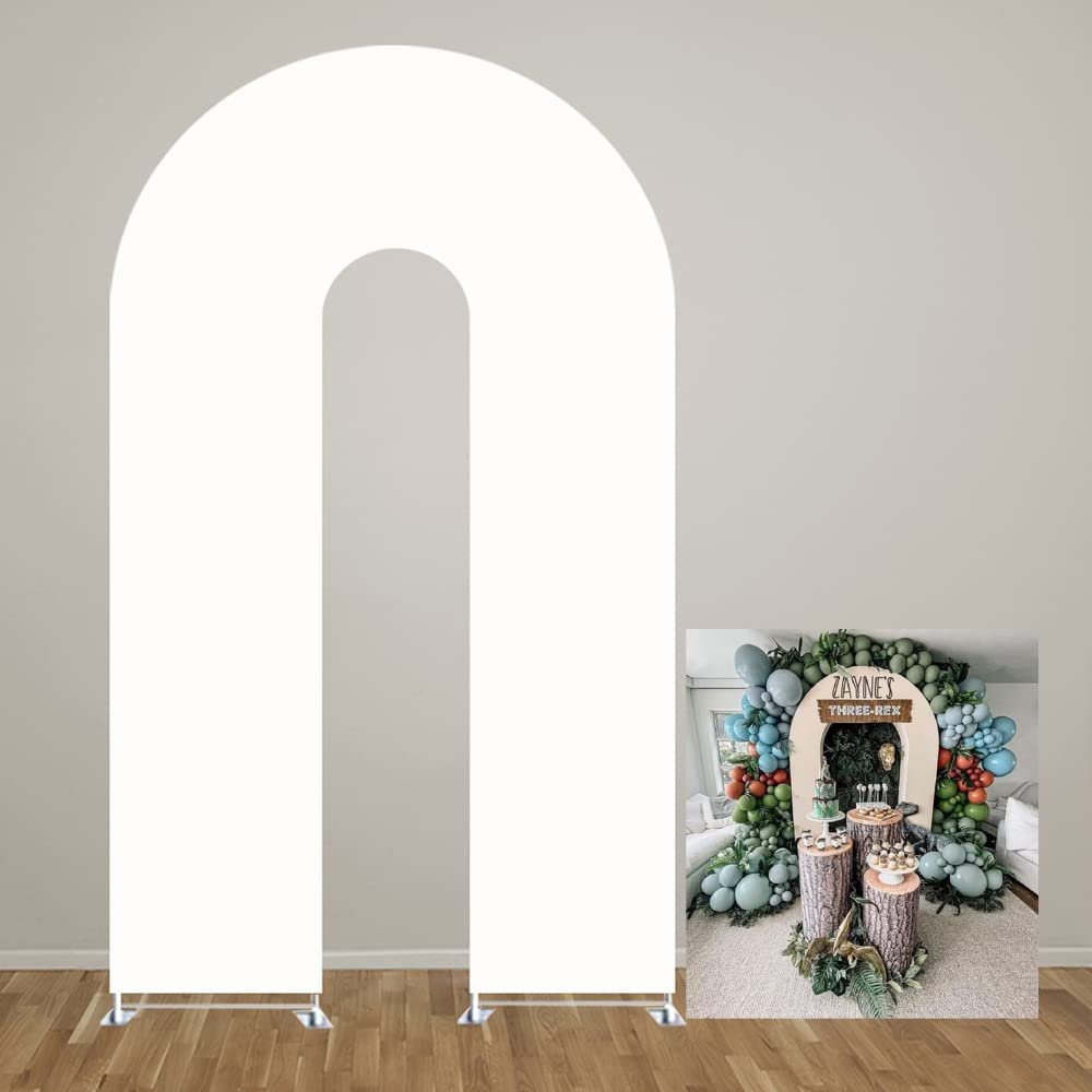 Iydamc White U-Shaped Arch Fabric Covers Arched Backdrop Stand Covers for Birthday Parties Wedding Bridal Shower Party Decorations Banner GX-270