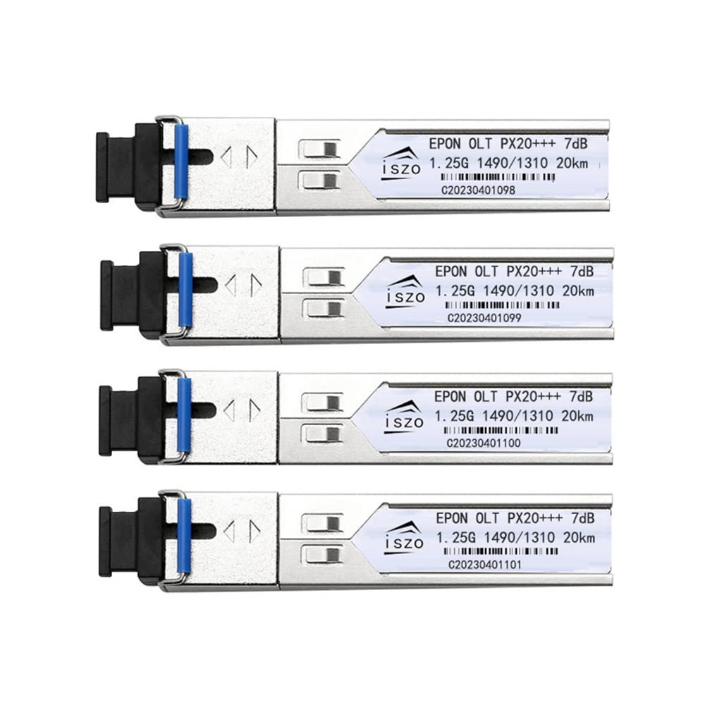 iszo A Piece pon Module EPON PX20+++ 1.25G Optical Fiber PON Module with 7/9db and SC Port, Compatible with BDCOM TPLINK Ubiquiti HIOSO VSOL Think, for EPON OLT, 20km (px20 7dB,4)