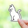 3.25" Cat Silhouette Black and White Outline cats Kitty Laminated Laptop Sticker Cat paws whiskers cat feline purr purrfect adopt a cat view 2