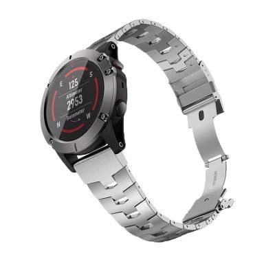 IENYU Newest Titanium Alloy Bracelet Watch Strap for Fenix 6X Wristband 22 26mm For Garmin Fenix 6 6X Pro 5 5XPlus 935 945 D2 Bracelet (Color : Silver, Size : For Garmin D2 bravo)