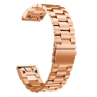 AXTI Stainless Steel 26mm 22mm Quick Release Watchband Wriststrap For Garmin Fenix 6 6X Pro 5X 5 Plus 3 HR Watch Easyfit Strap (Color : Rose Gold, Size : 22mm Fenix 5 5 Plus)