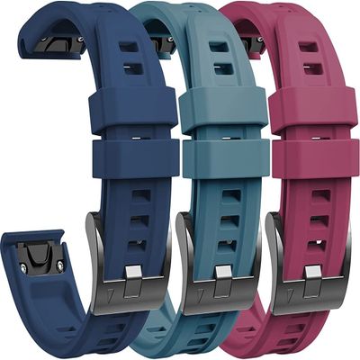 CZKE 20mm Women Strap for Garmin Fenix 7S/Fenix 7S Solar/Fenix 7S Sapphire Solar/Fenix 6S/Fenix 6S Pro/Fenix 5S/Fenix 5S Plus (3-Pack) (Color : Midnight Blue/Steel Blue/Sangria)