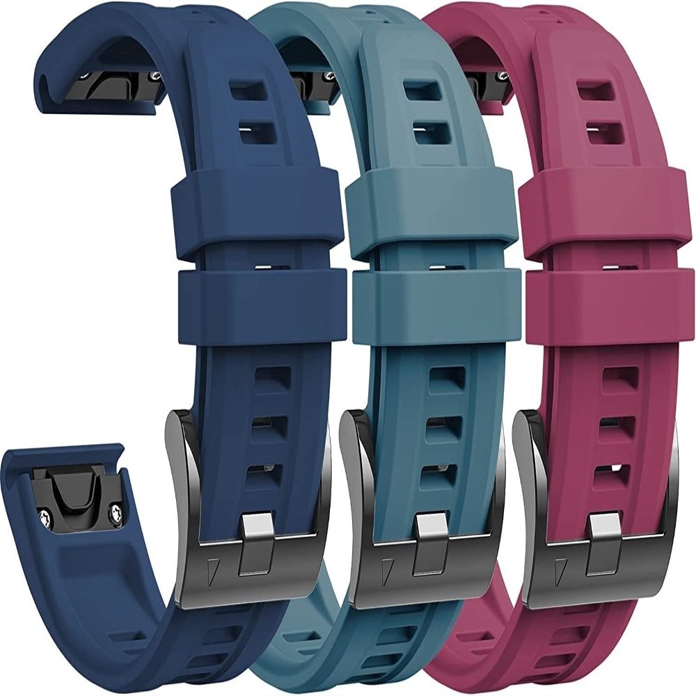 CZKE 20mm Women Strap for Garmin Fenix 7S/Fenix 7S Solar/Fenix 7S Sapphire Solar/Fenix 6S/Fenix 6S Pro/Fenix 5S/Fenix 5S Plus (3-Pack) (Color : Midnight Blue/Steel Blue/Sangria)