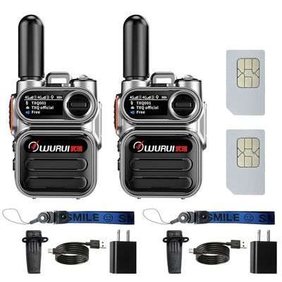 Wurui G388 4G POC Global-ptt walkie talkies Unlimited Long Range Professional Adult car GSM intercom 1000 Miles Outdoor Organizer USB c Radio (2 Pack Silver with 500M Card)