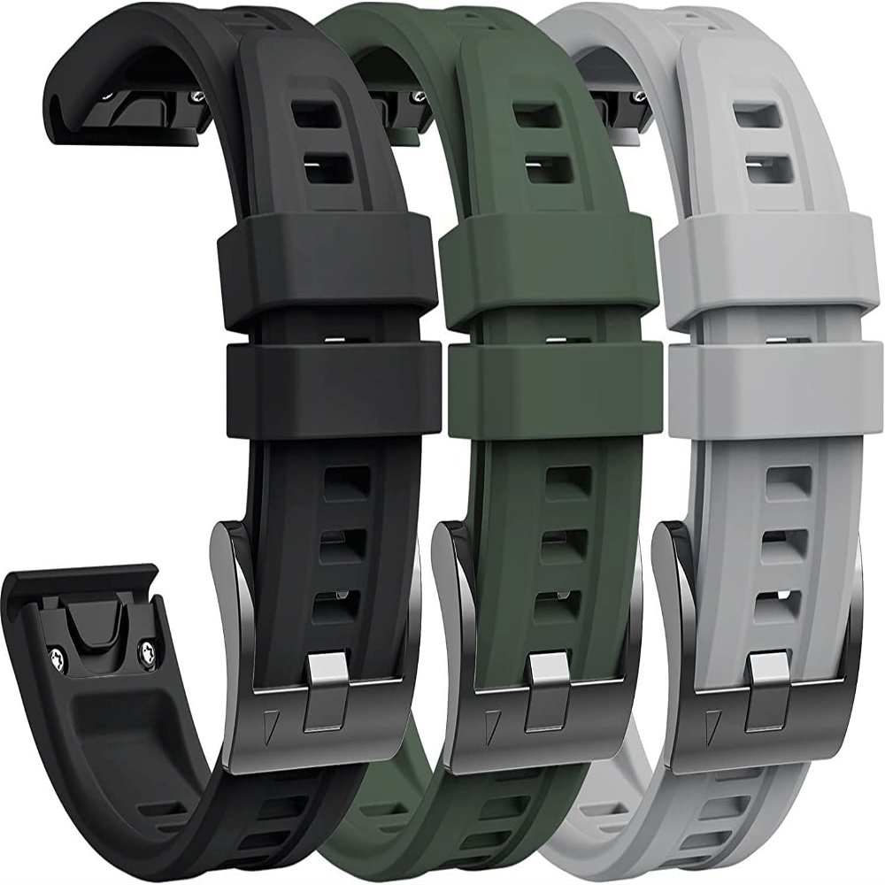 CZKE 20mm Women Strap for Garmin Fenix 7S/Fenix 7S Solar/Fenix 7S Sapphire Solar/Fenix 6S/Fenix 6S Pro/Fenix 5S/Fenix 5S Plus (3-Pack) (Color : Black/Blackish Green/Gray)