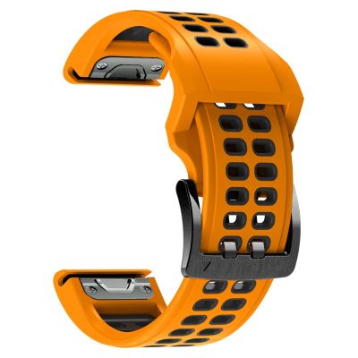 MGTCAR 22mm 26mm Watchband Strap For Garmin Fenix 7 7X 6 Fenix 5 5 Plus 935 945 Silicone Easyfit Wristbands For Fenix 6x 5x 3 3HR Watch (Color : Orange Black, Size : Fenix 6X 6XPro)