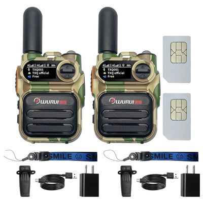 Wurui G388 4G POC Global-ptt walkie talkies Unlimited Long Range Professional Adult car GSM intercom 1000 Miles Outdoor Organizer USB c Radio (2 Pack Camouflage with 500M Card)