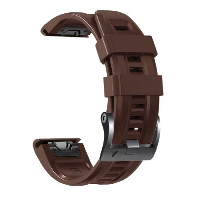 KAPPDE 26 22MM Silicone Quick Release Watchband Strap For Garmin Fenix 7X 7 6 6X Pro 5X 5Plus 3HR Smartwatch Easyfit Wristband Bracelet (Color : Brown, Size : Black Black Clasp)