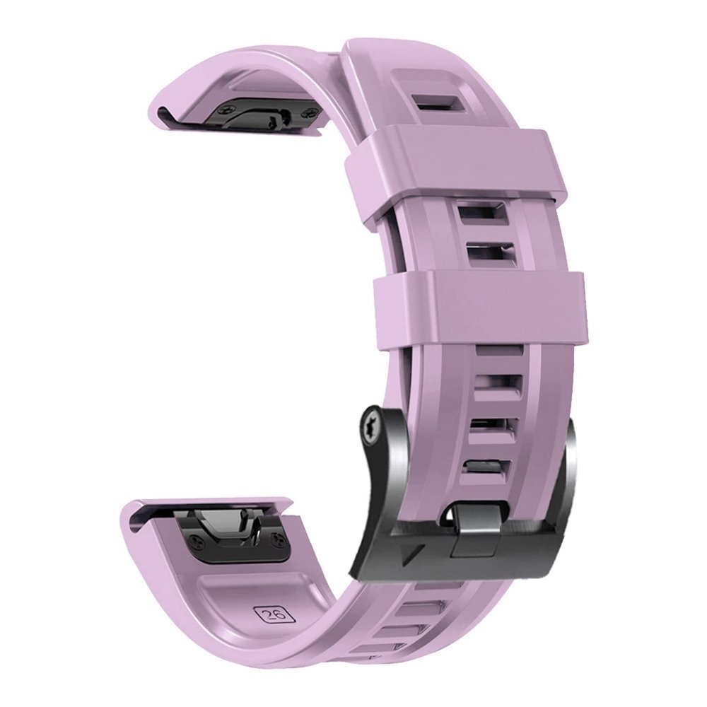 KAPPDE 26 22MM Silicone Quick Release Watchband Strap For Garmin Fenix 7X 7 6 6X Pro 5X 5Plus 3HR Smartwatch Easyfit Wristband Bracelet (Color : Light purple, Size : 26mm Fenix 7X)