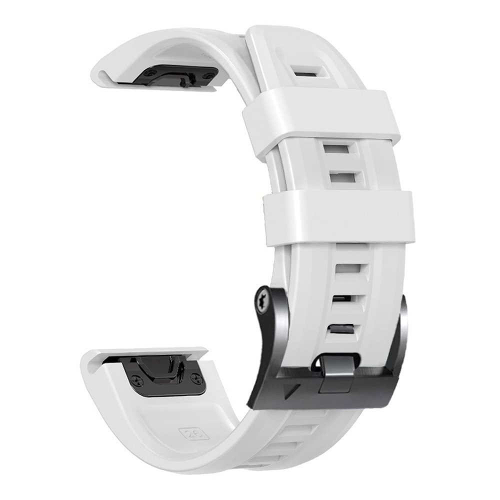 KAPPDE 26 22MM Silicone Quick Release Watchband Strap For Garmin Fenix 7X 7 6 6X Pro 5X 5Plus 3HR Smartwatch Easyfit Wristband Bracelet (Color : White, Size : 26mm Fenix 6X 6X Pro)