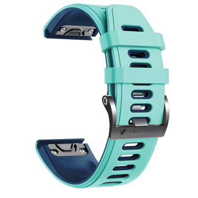 AXTI 26mm 22mm Silicone Quick Release Wrist Band For Garmin Fenix 7 7X 6X 6X Pro 5X 3 3HR Easyfit Watchband for Garmin Fenix 6 6 Pro Watch (Color : Teal Blue, Size : 26mmFenix 6X Pro)