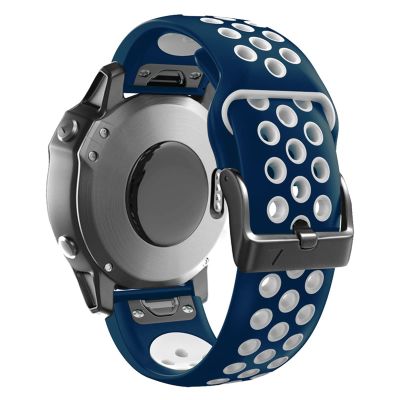 BUDAY 26 22MM Watchband Strap for Garmin Fenix 7 7X 6 6X Pro Fenix 5X 5 3 3HR S60 MK1 Watch Quick Release Silicone Easyfit Wrist Band Strap (Color : Blue WHITE, Size : Forerunner 935 945)