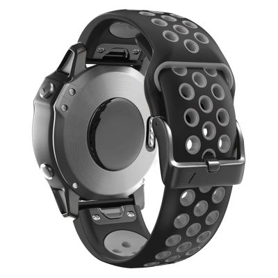 AXTI 26 22mm Colorful Silicone Watchband Strap For Garmin Fenix 6x 6 Pro Fenix 5x 5 Plus 3 3HR Easy Fit Quick Release Wirstbands (Color : Black Gray, Size : 26mm Fenix 5X 5XPlus)