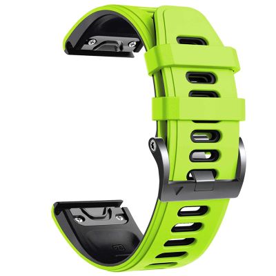 AXTI 26mm 22mm Silicone Quick Release Wrist Band For Garmin Fenix 7 7X 6X 6X Pro 5X 3 3HR Easyfit Watchband for Garmin Fenix 6 6 Pro Watch (Color : Green Black, Size : 22mmFenix 6 Pro)