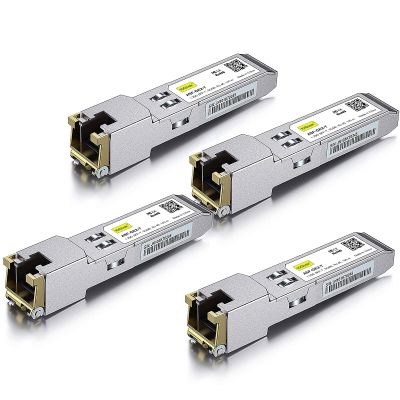 10Gtek 10/100/1000Base-T Copper SFP, Auto-Negotiation SFP to RJ45 Mini-GBIC Transceiver for Cisco GLC-T/SFP-GE-T, Pack of 4