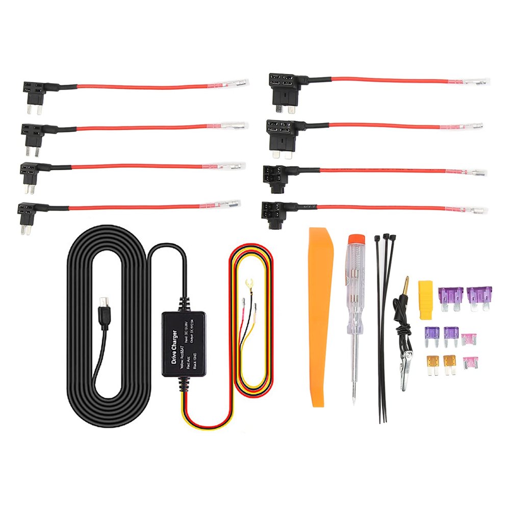 Acouto Dash Cam Hardwire Kit, 12V28V to 5V Car Dash Camera Power Cord USB Adapter Overheating for Mirror Cam Navigator Detector ()