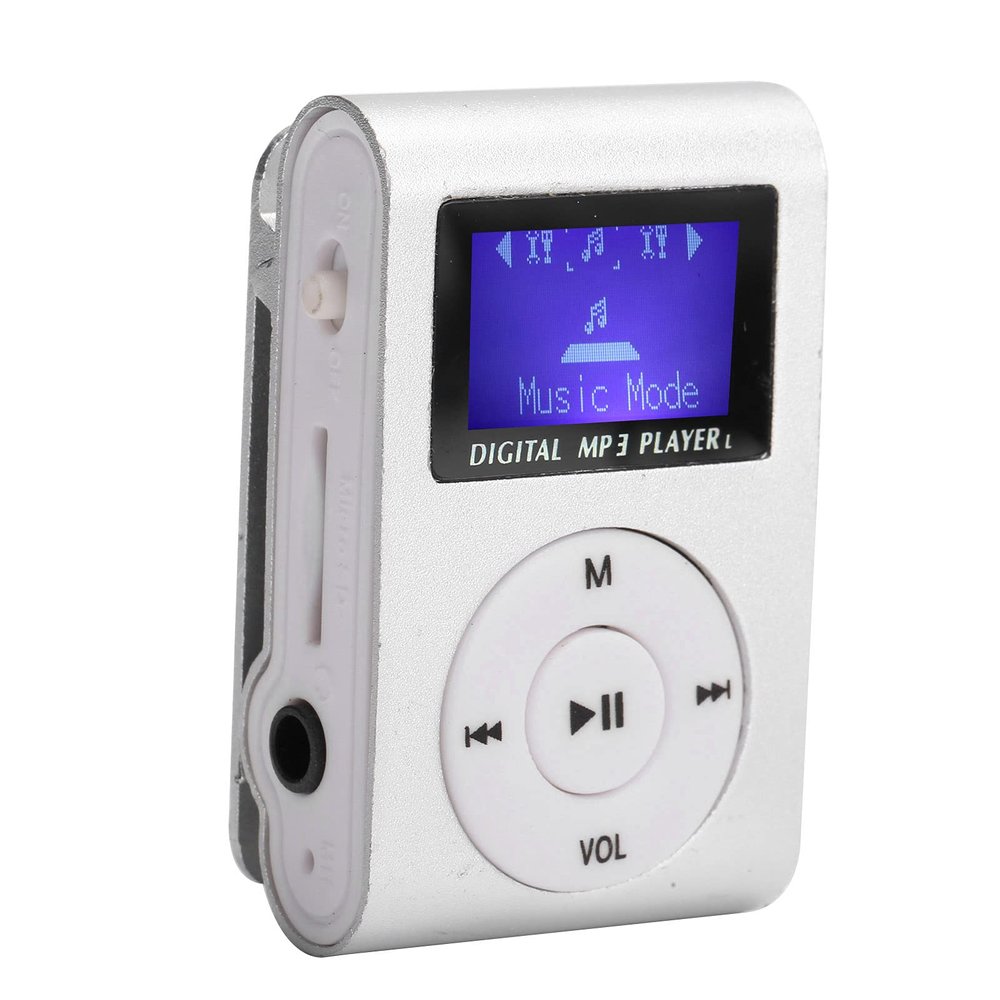 MP3,Support Long Battery Life 32GB Memory Card LCD Display Back Clip MP3 Player Game for Walking Walking Sport Running (Silver)