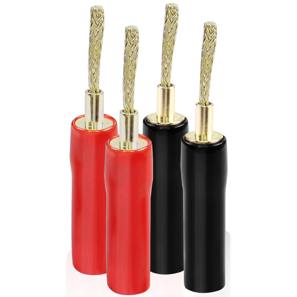 MEIRIYFA Flex Pin Banana Plugs Connector, Braided 2MM Banana Plug Wiring Plug Pin Gold-Plated Audio for Amplifier Speaker Wires Sound Systems4 PCS