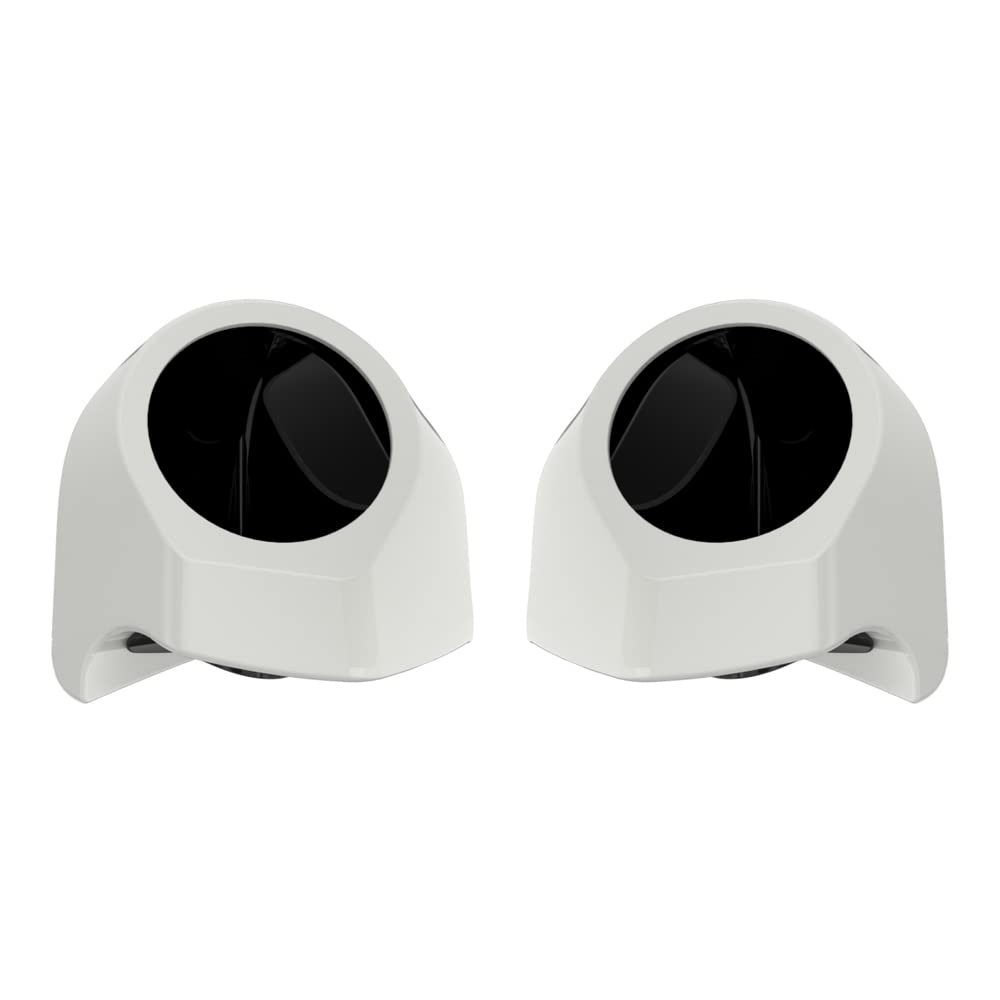 Advanblack Stone Washed White Pearl Tour Trunk Pack Speaker Pods 6.5" Rear Audio Housing Color Matched Fit Harley King Tour Trunk Pack