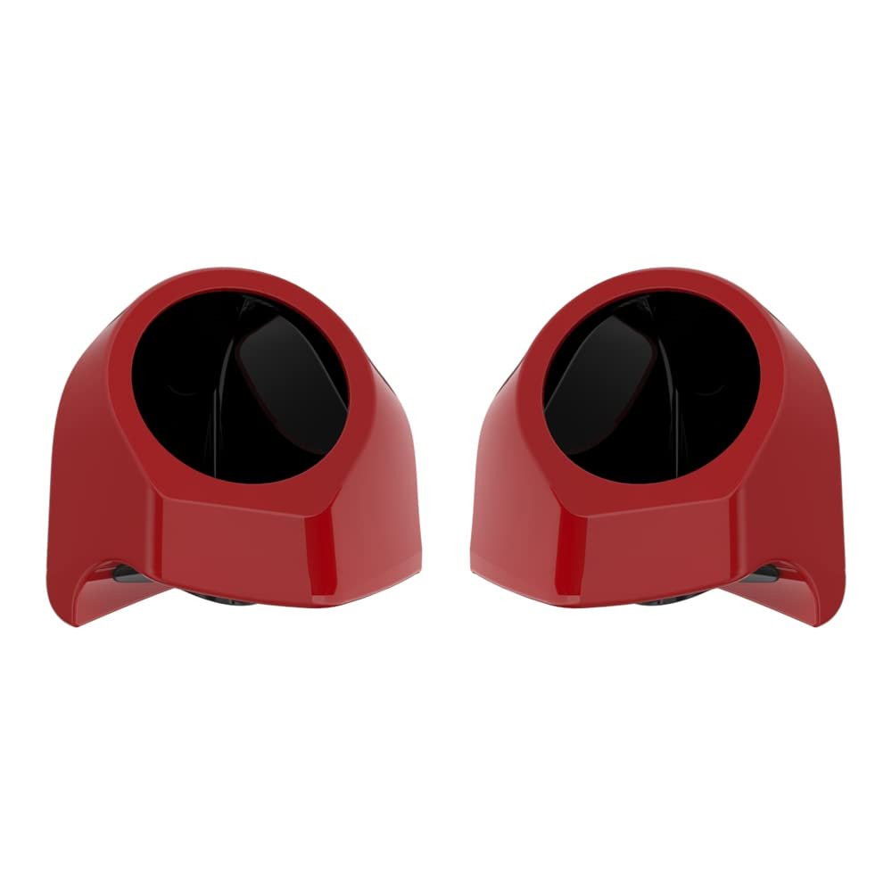 Advanblack Redline Red Tour Trunk Pack Speaker Pods 6.5" Rear Audio Housing Color Matched Fit Harley King Tour Trunk Pack