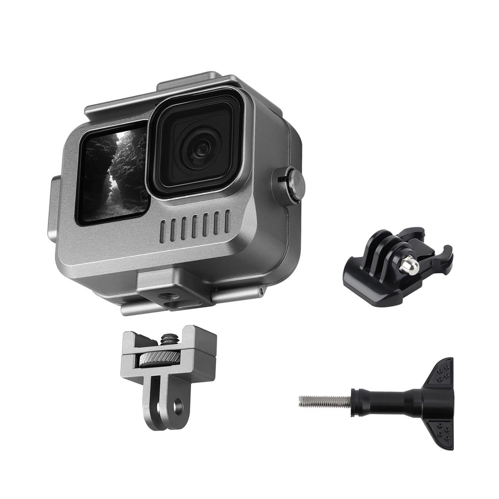 TECKEEN Underwater Diving Waterproof Housing Case with 1/4 Screw Hole Action Camera Case Cover for GoPro 11/10/9 Black Action Camera