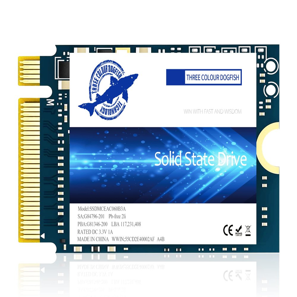 Dogfish SSD M.2 2230 NVMe PCIe 4.0 512GB 3D TLC NAND Gaming Unit?a stato solido interna per Steam Deck PS5 Surface Pro Laptop Desktop (M.2 2230 NVMe 4.0, 512 GB)