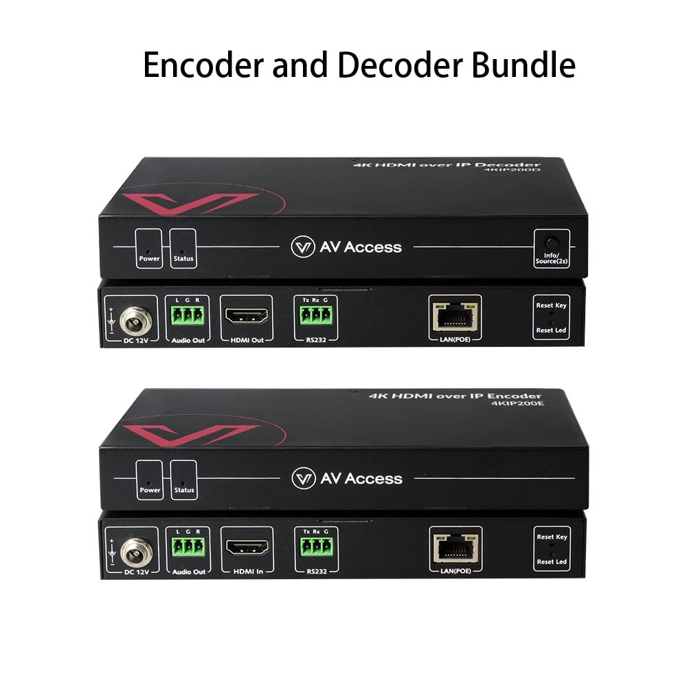 AV Access 4K HDMI Extender Over Ethernet Decoder and Encoder, 1 to Many, Many to Many Over LAN, Over Cat5e/6/6a/7 up to 394ft, HDMI Over IP Support Video Wall, Zero Configuration & Visual Control