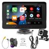 Compatible for Wireless Apple Carplay & Android Auto for Car Stereo, 7" Portable Car Radio Monitor Multimedia Payer, Hands-Free Calling, Bluetooth, AUX/FM Transmission, SWC,Reverse Camera for All Cars view 1