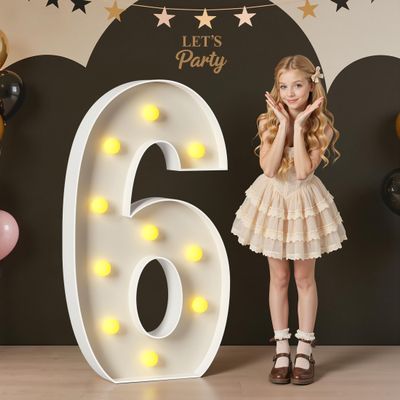 4FT Marquee Light Up Numbers, Large Marquee Numbers for 6th 16th 60th Birthday Decorations, Giant Light Up Numbers for Party Anniversary, Marquee Letters, Pre-Cut DIY Mosaic Numbers for Balloons 6