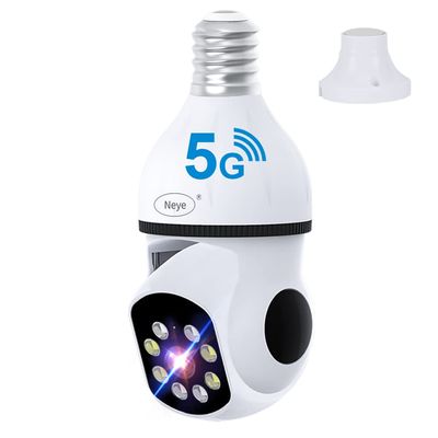 N_EYE 8mp/4k Light Bulb Security Cameras 2.4GHz&5GHz Outdoor Wireless WiFi Light Socket Screw in Security Cameras for Home Security Safe Cam Lightbulb Cameras Night Vision up 128g sd Card
