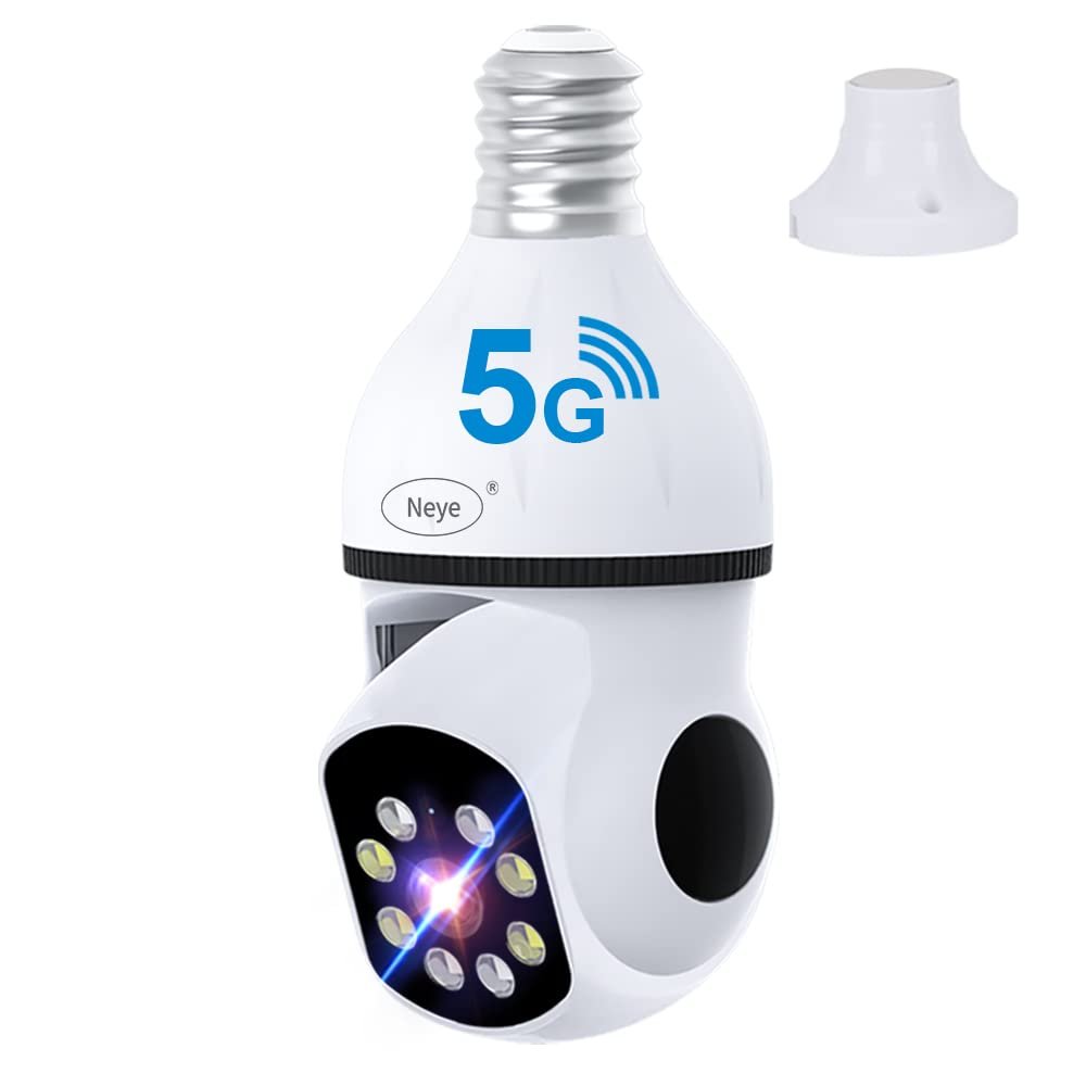 N_EYE 8mp/4k Light Bulb Security Cameras 2.4GHz&5GHz Outdoor Wireless WiFi Light Socket Screw in Security Cameras for Home Security Safe Cam Lightbulb Cameras Night Vision up 128g sd Card