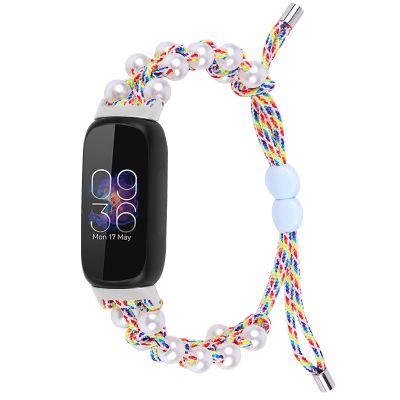 BabyValley Band Compatible with Fitbit Luxe Bands for Women Men, Adjustable Nylon Handcrafted Braided Fitbit Luxe Band, Replacement Bracelet Strap Accessory with Drawstring Clasp (rainbow)