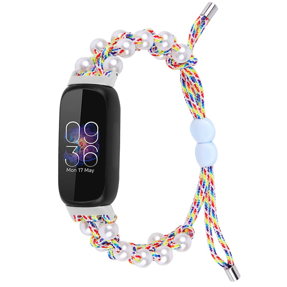 BabyValley Band Compatible with Fitbit Luxe Bands for Women Men, Adjustable Nylon Handcrafted Braided Fitbit Luxe Band, Replacement Bracelet Strap Accessory with Drawstring Clasp (rainbow)