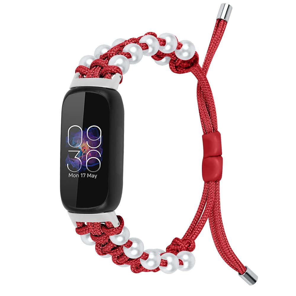 BabyValley Band Compatible with Fitbit Luxe Bands for Women Men, Adjustable Nylon Handcrafted Braided Fitbit Luxe Band, Replacement Bracelet Strap Accessory with Drawstring Clasp (red)