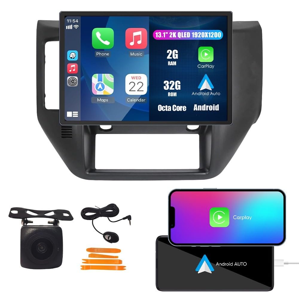 Wostoke Car CarPlay Android Auto Navigation Stereo GPS Radio Reverse Camera Display 13.1" QLED Touchscreen Headunit Tablet Pad Media Player for Nissan Patrol 2004-2012, if Applicable Octa Core 2G+32G