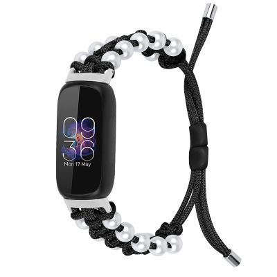 BabyValley Band Compatible with Fitbit Luxe Bands for Women Men, Adjustable Nylon Handcrafted Braided Fitbit Luxe Band, Replacement Bracelet Strap Accessory with Drawstring Clasp (black)
