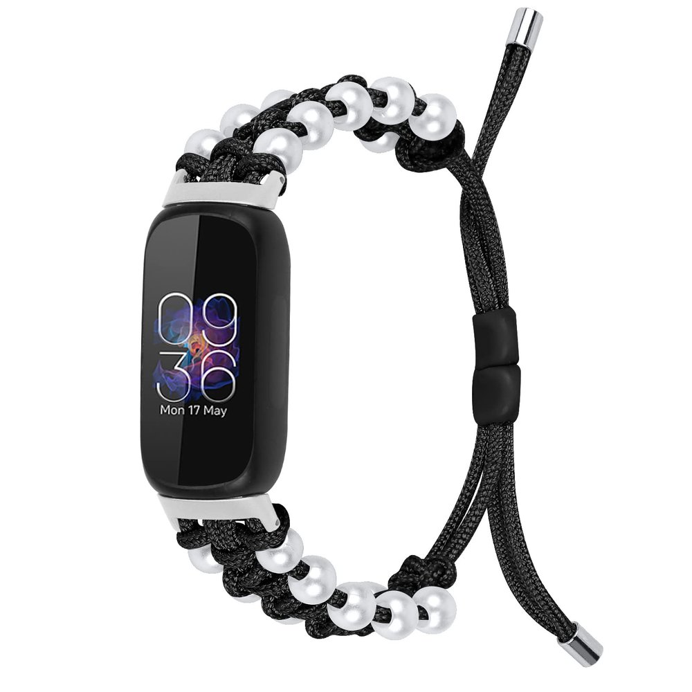 BabyValley Band Compatible with Fitbit Luxe Bands for Women Men, Adjustable Nylon Handcrafted Braided Fitbit Luxe Band, Replacement Bracelet Strap Accessory with Drawstring Clasp (black)