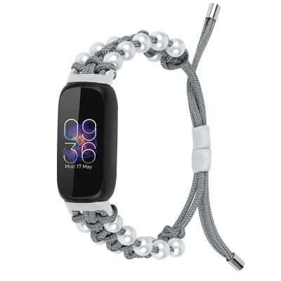 BabyValley Band Compatible with Fitbit Luxe Bands for Women Men, Adjustable Nylon Handcrafted Braided Fitbit Luxe Band, Replacement Bracelet Strap Accessory with Drawstring Clasp (gray)