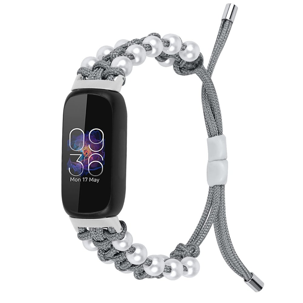 BabyValley Band Compatible with Fitbit Luxe Bands for Women Men, Adjustable Nylon Handcrafted Braided Fitbit Luxe Band, Replacement Bracelet Strap Accessory with Drawstring Clasp (gray)